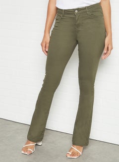 Buy Wide Leg Jeans Olive in UAE