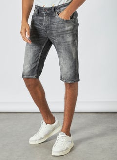 Buy Slim Fit Denim Shorts Grey in UAE