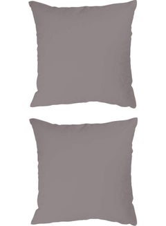 اشتري 2-Piece Soft Plain Pillows بوليستر رمادي 45x45سم في السعودية