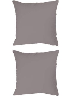 Buy 2-Piece Soft Plain Pillows Polyester Grey 45x45cm in Saudi Arabia