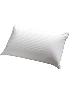 Buy Soft Hotel Stripe Pillow 1KG Queen, Breathable Soft Microfiber Filled Sleeping Pillow Cotton White 50x75cm in UAE