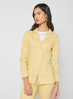 اشتري Curved Front Edge Blazer Yellow في السعودية