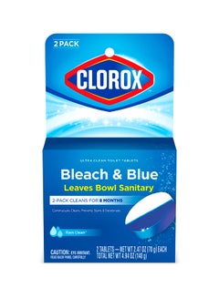 Buy Bleach And Blue Leaves Bowl Sanitary 2 Tablets 140g Pack Of 2 White in UAE