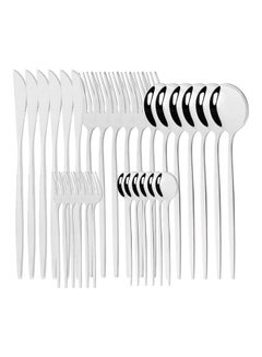 Buy 30-Piece Stainless Steel Cutlery Set Silver in Saudi Arabia