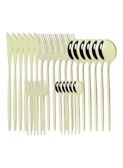 Buy 30-Piece Knife Fork Spoon Full Set Gold in UAE