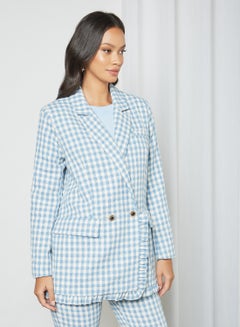 Buy Longline Gingham Blazer Blue in UAE