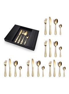 Buy 24-Piece Dinnerware Cutlery Set Gold in Saudi Arabia