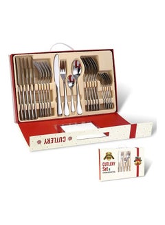 Buy 24-Piece Of Elegant Life Cutlery Set Silver in Saudi Arabia