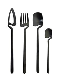 Buy 4-Piece Cutlery Set Black in Saudi Arabia