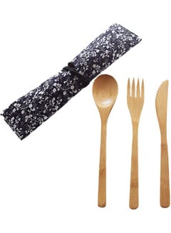 Buy 4-Piece Reusable Cutlery Set With Fabric Bag Multicolour in Saudi Arabia