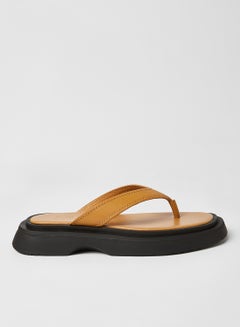 Buy Basic Leather Sandals Brown in Saudi Arabia