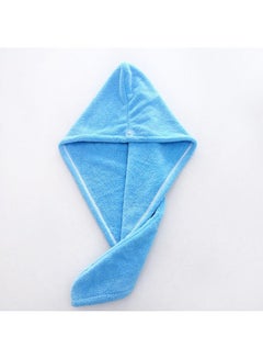 Buy Microfiber Hair Towel Wrap Blue 65x24cm in Saudi Arabia