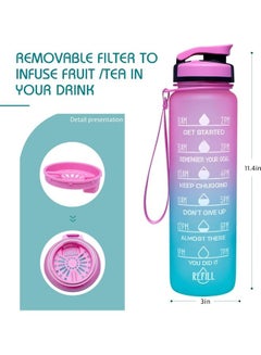 Buy Motivational Time Marked Water Bottle Pink/Blue in Egypt