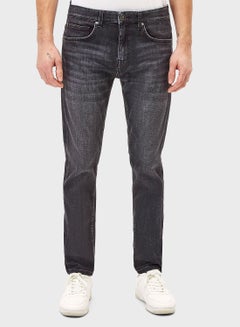 Buy Mid Wash Slim Fit Jeans Grey in Saudi Arabia