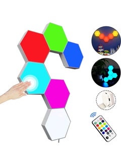 Buy 6-Piece Hexagon Wall Light with Remote Multicolour in Saudi Arabia