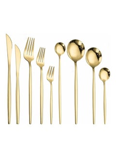 Buy 9-Piece Various Size Stainless Steel Cutlery Set Golden in Saudi Arabia