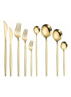 Buy 9-Piece Various Size Stainless Steel Cutlery Set Golden in UAE