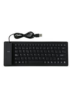 Buy 84 Keys Spanish USB Wired Silicone Keyboard Black in UAE