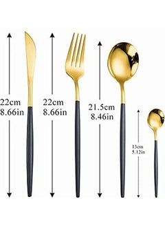 Buy 4-Piece Stainless Steel Cutlery Set Golden/Black in UAE