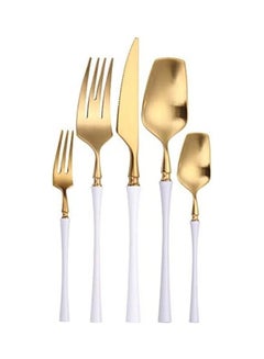 Buy 5-Piece Various Size Stainless Steel Cutlery Set Golden/White in UAE