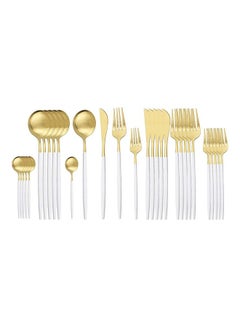 Buy 30-Piece Various Size Stainless Steel Cutlery Set Golden/White in UAE