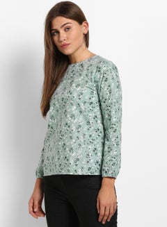 Buy Printed Crew Neck Top Multicolour in UAE