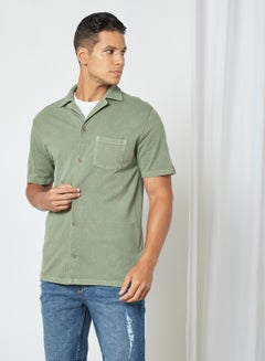 Buy Basic Collared Shirt Green in UAE