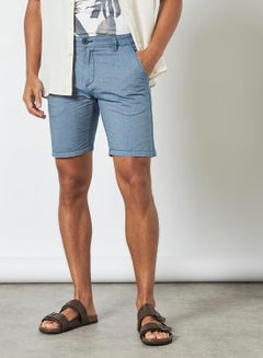 Buy Slim Fit Oxford Shorts Blue in UAE