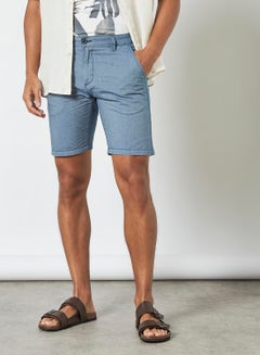 Buy Slim Fit Oxford Shorts Blue in Saudi Arabia