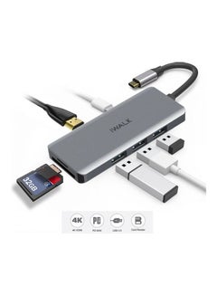Buy 7 In 1 USB-C Multiport Adapter Hub Grey in UAE