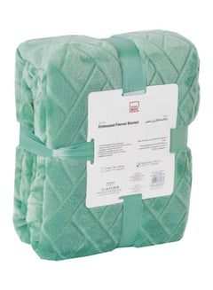 Buy Embossed Twin Size Bed Blanket Flannel Green 150x200cm in Saudi Arabia