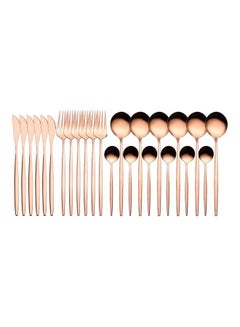 Buy 24-Piece Stainless Steel Cutlery Set Rose Gold in Saudi Arabia