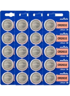 Buy 20-Piece Pack CR2032 Lithium 3V Coin Cell Battery Silver in Saudi Arabia