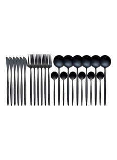 Buy 24-Piece Stainless Steel Cutlery Set Black in UAE