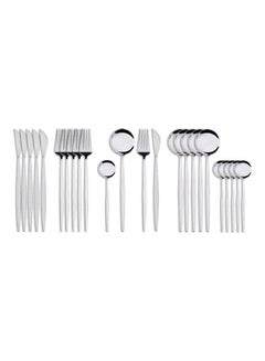 Buy 24-Piece Stainless Steel Cutlery Set Silver in Saudi Arabia