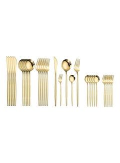 Buy 30-Piece Stainless Steel Cutlery Set Gold in Saudi Arabia