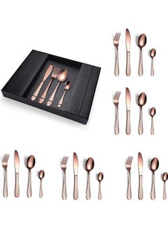 Buy 24-Piece Stainless Steel Cutlery Set With Storage Case Rose Gold in Saudi Arabia