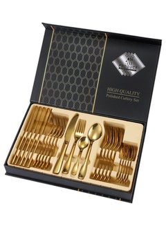 Buy 24-Piece Cutlery Set Gold in Saudi Arabia