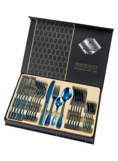 Buy 24-Piece Cutlery Set Blue in Saudi Arabia