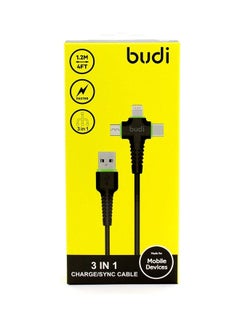 Buy 3-in-1 Mobile Fast Charging and Data Transfer Cable black in Saudi Arabia