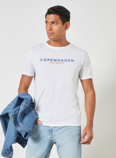 اشتري تيشيرت بطبعة كتابة "Copenhagen" أبيض في الامارات