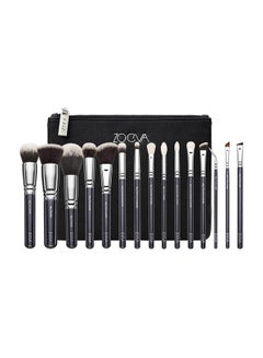 Buy 15 Piece Makeup Brush Set Black/Silver/Grey in Saudi Arabia