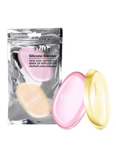 Buy 2-Piece Silicone Make Up Sponge Pink/Yellow in Saudi Arabia