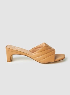 Buy Casual Slip-On Heel Sandals Beige in UAE