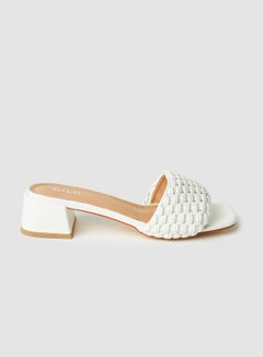 Buy Fashionable Pattern Heeled Sandals White in Saudi Arabia