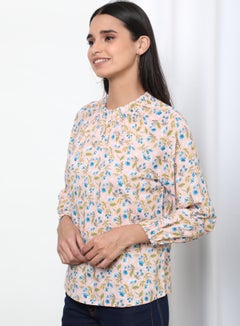 Buy Printed Turtle Neck Blouse Top Multicolour in UAE