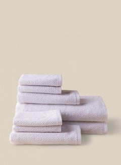 Buy 8 Piece Bathroom Towel Set - 500 GSM 100% Organic Cotton - 2 Hand Towel - 4 Face Towel - 2 Bath Towel - White Color - Highly Absorbent - Fast Dry White in UAE