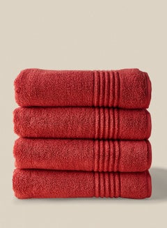 Buy 4 Piece Bathroom Towel Set - 500 GSM 100% Cotton - 4 Bath Towel 90 x 150cm - Highly Absorbent - Fast Dry Spice Red in UAE