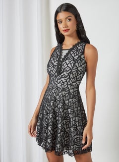Buy Sleeveless Lace Dress Black in UAE