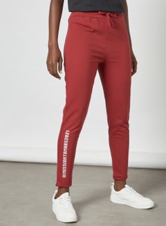 Buy Text Print Cotton Jogger Maroon in Egypt